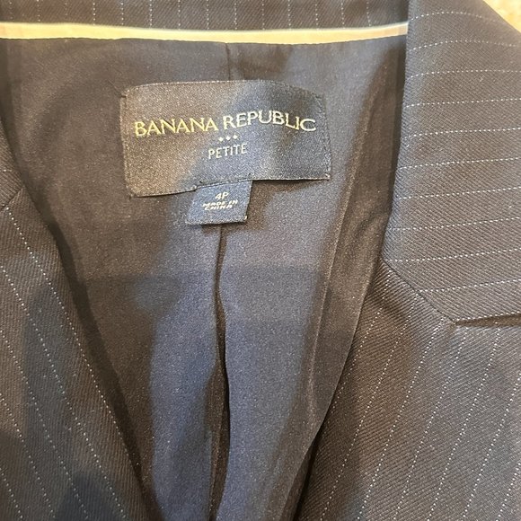 banana republic outlet jacket blazer 4P petite size blue and white - Picture 2 of 6